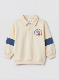 Resim LC Waikiki GÜLİS GİYİM'DEN Bej Baskılı Erkek Bebek Sweatshirt ve Jean Pantolon 