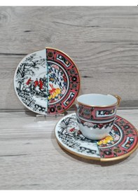 Resim Konyax Türk Kahve Seti 6 Kişilik Çift Desenli Martın Çok Renkli 