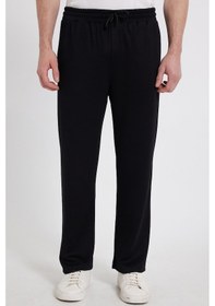 Resim Tudors Erkek Siyah Baggy Fit Rahat Kesim Modal Kumaş Soft Doku Beli Bağcıklı Yan Cepli Eşofman Altı-46289 