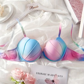 Resim Kadınların Seksi Gradyan Baskılı Balenli Sütyeni - Ombré Mavisi ile Pembe Kaldırma ve Destek, Gelinlik ve Özel Durumlar için Rahat Çelik Kemikli İç Giyim, Akşam Aksesuarı | Rahat Uyum 