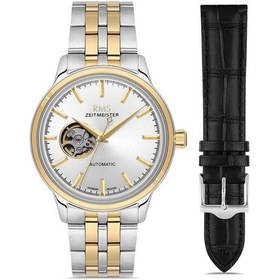 Resim Rms Zeitmeister Rms.1.ag1637.06 Otomatik Mekanizmalı Kristal Camlı Çelik Kordon Çelik Kasa 5 Atm Suya Dayanıklı Metalik-altın Renk Erkek Kol Saati Çok Renkli 