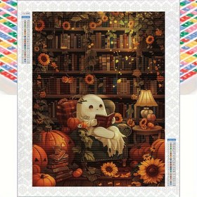 Resim 1 adet 30 * 40 cm / 11.8 * 15.8 inç, tam elmas yuvarlak matkap ve araçları ile dolu, yağlı tuval, Cadılar Bayramı deseni, yatak odası ve oturma odası dekorasyonu elmas boyama kiti, mozaik dekoratif zanaat duvar sanatı yetişkinler için uygun başlangıç seviyesinde tüm yönlü delme at el sanatları, ev duvar dekoru hediye çerçevesiz Elmas Boyama Seti Tam Matkap Kristal Taş Resimler Resim Sanat Duvar Dekorasyon Boyama Elmas Boyama Kiti 