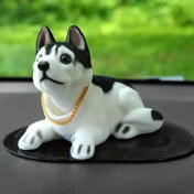 Resim Sevimli Husky Köpek Figürü - Reçine Araba & Ev Dekor Aksesuarı 