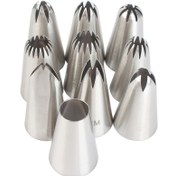 Resim 10 adet Paslanmaz Çelik Buzlanma Boru Uçları Seti - Cupcakes, Kurabiyeler ve Kremalı Puflar için Pasta Süsleme Nozulları - Pasta ve Tatlılar için Gıda Sınıfı Güvenli Pişirme Araçları - Dayanıklı ve Temizlemesi Kolay 
