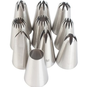 Resim 10 adet Paslanmaz Çelik Buzlanma Boru Uçları Seti - Cupcakes, Kurabiyeler ve Kremalı Puflar için Pasta Süsleme Nozulları - Pasta ve Tatlılar için Gıda Sınıfı Güvenli Pişirme Araçları - Dayanıklı ve Temizlemesi Kolay 