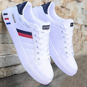 Resim KOONEXY Erkekler için Kaykay Sneaker'ları - Nefes Alabilen Düşük Tabanlı Bağcıklı Ayakkabılar, Çizgili Tasarım, Dayanıklı PVC Taban ve Dış Mekan Sporları ve Günlük Giyim için Traction, Tüm Mevsim Konforu, Kaykay Ayakkabıları, Günlük Sokak Giyim, Moda Ayakkabılar, Kumaş Astarlı İç Mekan 