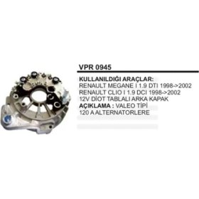Resim Parçafix Kapak+ Diot Tablasi Valeo Megane I Clio I 120 A. 