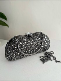 Resim Busrabags Füme Antrasit Taşlı Çift Yönlü Kulplu Abiye Çanta 