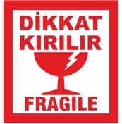 Resim Grdall 200 Adet Dikkat Kırılır Etiketi Kargo Için Fragile Kırıacak Etiketi 8x8 Cm 