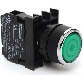 Resim B100fy Emas Yaylı Kalıcılı Yeşil 22 Mm Plastik Buton 