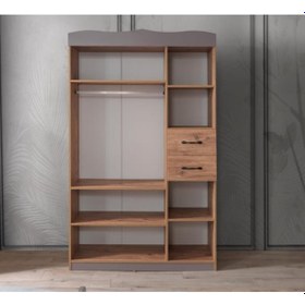Resim Aynalı 3 Kapılı 2 Çekmeceli Gardırop Elbise Dolabı 130x50x210cm 