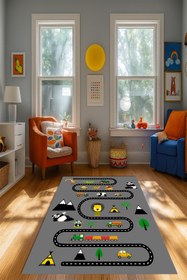 Resim Kessy Home Studio Eğitici Yol Desenli Çocuk Oyun Halısı Dijital Baskı Yıkanablir Kaymaz Taban Çocuk Odası Halısı 6 
