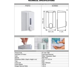 Resim Şeker Portakalım Vialli S4T Hazneli Sıvı Sabun Bulaşık Deterjan Şampuan Duş Jeli Dezenfektan Dispenseri 1000 ml Şeffaf 
