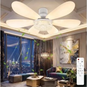 Resim Elma Shop LED Ampullü Tavan Vantilatörü - 6 Kanatlı - 40 W - 52 cm Çap Genişliği - Uzaktan Kumandalı 3 Renk Tonu Seçimli - Kademe ve Zaman Ayarlı - 