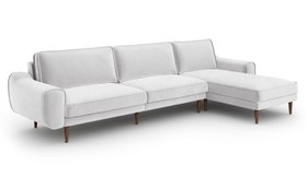 Resim Klem 326 x 171 Köşe Ahşap Ayak - Kadife - Kül Gri / Koyu / Kalıcı Form 