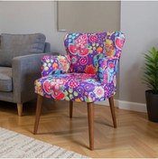 Resim Azra Mobilya Roma Modern Tekli Koltuk Berjer - Dijital Baskılı Kumaş - Ahşap Ayak - Filli Desen 