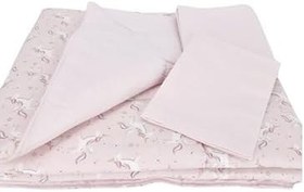 Resim Bebek El Yapımı At Desenli Yorgan Çarşaf Ve Yastıklı Üçlü Set (Pembe) 