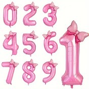 Resim 2 adet/set 81.28cm Dijital Balonlar Pembe Kurdele Şeklinde Vurgular, Alüminyum Folyo Balon Seti Doğum Günü, Yıldönümü, Açık Hava Partisi, Duvar Dekorasyonu, Fotoğraf Malzemeleri 