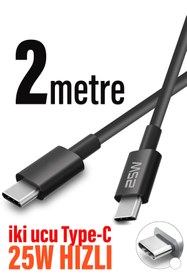 Resim 2 Metre Type C Kablo Type-C den Type-C ye 2 metre Uzun Şarj Kablosu 25W 2M 