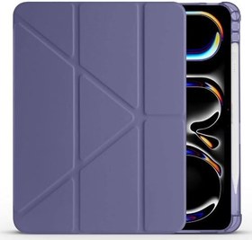 Resim iPad Pro 11 inç M5 2025 İle Uyumlu Kılıf Üçgen Katlanabilir Kalem Şarj Bölmeli Kılıf Lavanta 