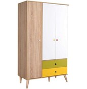 Resim Rainbow Genç Odası 3 Kapaklı 2 Çekmeceli Gardırop-sonoma-sarı-yeşil 121x204x54 Cm Gxyxd 