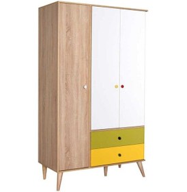 Resim Rainbow Genç Odası 3 Kapaklı 2 Çekmeceli Gardırop-sonoma-sarı-yeşil 121x204x54 Cm Gxyxd 