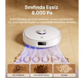 Resim Narwal Freo S Akıllı Robot Süpürge Beyaz,8000PA Emiş Gücü 