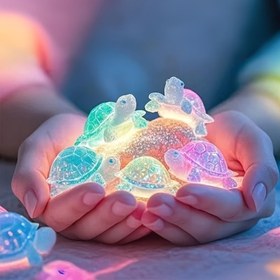 Resim 30/50/100/200 adet Karanlıkta Parlayan Mini Reçine Kaplumbağa Heykelleri, Sevimli Küçük Kaplumbağalar Toplu Set, Okyanus Temalı Parti Süslemeleri ve DIY Bahçe Mikro Peyzaj Boncuk Sanatı için Uygun, 10 Rastgele Renk 