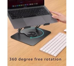 Resim ZR-110 B Alüminyum 360 Derece Dönen Tabanlı Katlanabilir Taşınabilir Laptop Standı (Koyu Gri) 