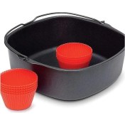 Resim Dofolink 8 İnç Fritöz Aksesuar Seti: Kare Fırın Sepeti, Kek Kova Ve 9 Bardak - Demir Malzeme 