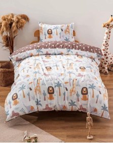 Resim Hayvanat Bahçesi Kahve Çift Taraflı Çocuk Nevresim Takımı 160x220 Cm 