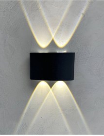 Resim U2 Uranüs Siyah Kasa 10 W. Gün Işığı Dekoratif Çift Yönlü Iç Ve Dış Mekan Bahçe Balkon Teras Aplik Siyah 