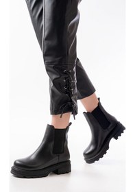 Resim 745-2137 Siyah Kalın Taban Lastikli Günlük Kadın Bot Siyah 