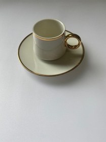 Resim Tr-2425 Porselen Kahve Takımı Beyaz - Gold 