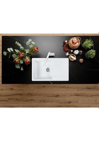 Resim Simpex Tek Göz Damlalıklı Granit Eviye Beyaz 86x50cm 