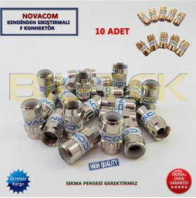 Resim Novacom Rg6 Kendinden Sıkmalı F Konnektor - 10 Adet 
