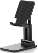 Resim Masa Üstü Telefon ve Tablet Standı, Telefon ve Tablet Tutucu Stant, Yükseklik ve Bakış Açısı Ayarlanabilir, Katlanabilir Şarj Kablosuna Engel Olmayan Işlevsel Siyah Renkli Şık Telefon Tutucu ve Tablet Standı 