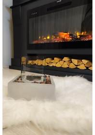 Resim Quadrata Biyoetanol Masaüstü Şömine - 1 Lt Yakıt Ve Dekoratif Taş Hediye 