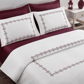 Resim Pasioni Felice %100 Pamuk Saten Nevresim Takımı (Bordo) 