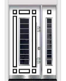 Resim Çelik Kapı Modelleri Beyaz Kabartma Model Bina Kapısı Sağ 