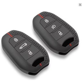 Resim Anahtar Kabı Kılıfı Siyah-kırmızı Çizgili Peugeot 308 Uyumludur 