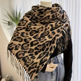 Resim Şık Leopar Desenli Sahte Kışlık Şal - Bohem Vibe, Klasik ve Olgun Leopar Desenleri, Nefes Alabilir ve Dayanıklı, Partiler, Tarihler ve Günlük Geziler için Mükemmel, Parti Aksesuarı, Klasik Desen, Yumuşak Dokulu 