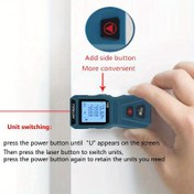 Resim Lazer Mesafe Ölçer, İncelemeli Hassas Ölçüm, Profesyonel Alet, El Tipi Enstrüman, Kaliteli Lazer Diyotu, Yüksek Hassasiyetli Optikler, Ölçüm Cihazı, Laser Menzil Bulucu, İnşaat İşçileri İçin Uygulama Alanları, İncelme ve Değişkenlik için lazer ölçüm araç 