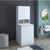 Resim ROOMART Cd2 Çok Amaçlı Banyo Üst Dolaplı Çamaşır Makinesi Dolabı Takımı - Mat Beyaz 