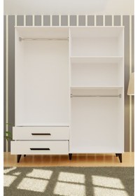 Resim Gm 070-b Novado Siyah Kulplu Ayaklı Aynalı Gardırop 