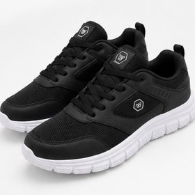 Resim PureWalk Unisex Siyah Beyaz KalınTabanlı Spor Ayakkabı - Hafif Esnek Günlük Yürüyüş Sneaker Rahat Koşu ve Şehir Ayakkabısı 