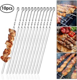Resim 10 Adet Paslanmaz Çelik Izgara Şişleri Kebap Şişleri Düz Izgara Kabob Şişleri Uzun Şişler Et Şişleri Diğer Çok Renkli 