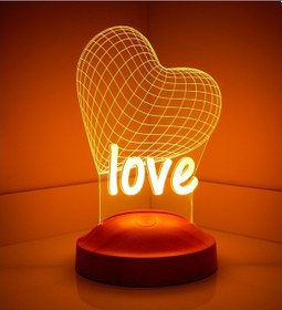Resim 3D Led Lamba 3 Boyutlu 14 Şubat Love Özel Hediye Gecelambası Çok Renkli 