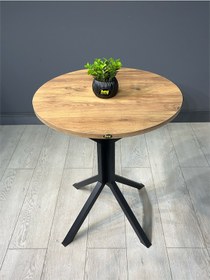 Resim İkra Yuvarlak Atlantik Çam Balkon Masa Mutfak Yemek Masası 60 Cm 