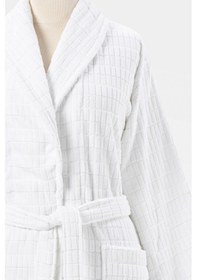 Resim Özdilek Çizgili Kadife Bornoz Seti 6 Parça Beyaz-koyu Gri Çok Renkli 